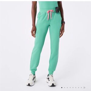 Figs Mint Green Jogger Pants with Bright Orange Tie